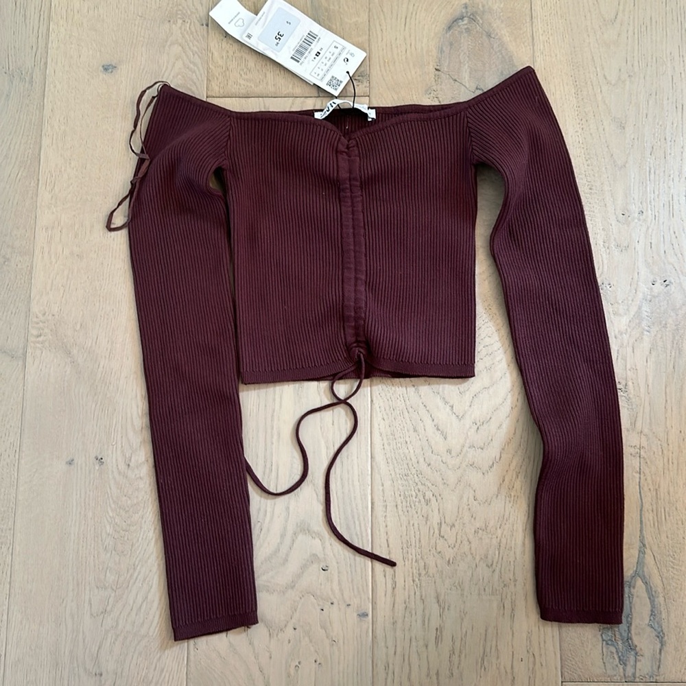ZARA BURGUNDY OFF SHOULDER SHIRT